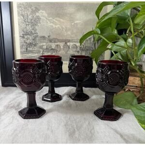 Avon 1876 Cape Cod Red Cordial Glasses Set of Four
